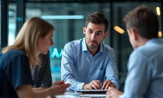 IT consultant discussing with clients